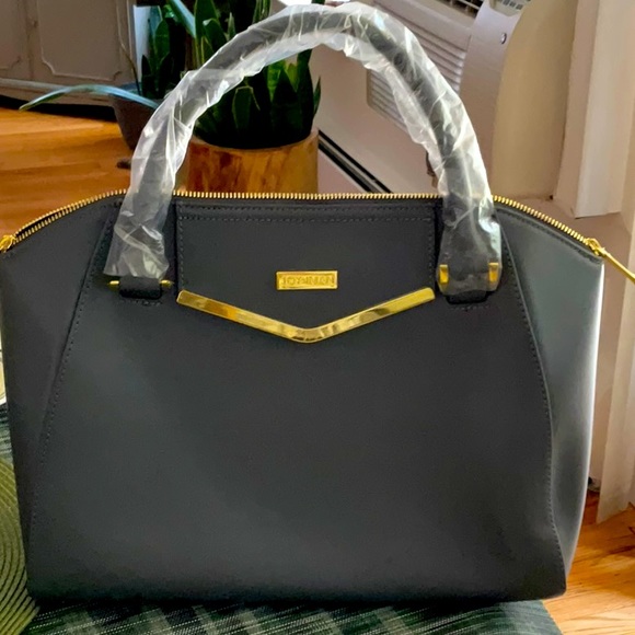 Joy and Iman Grey Leather Handbag - Picture 1 of 4